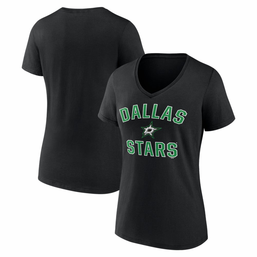 Dallas Stars Logo Athletic Women's Arch Victory V-Neck T-Shirt - Black | US 2001552687