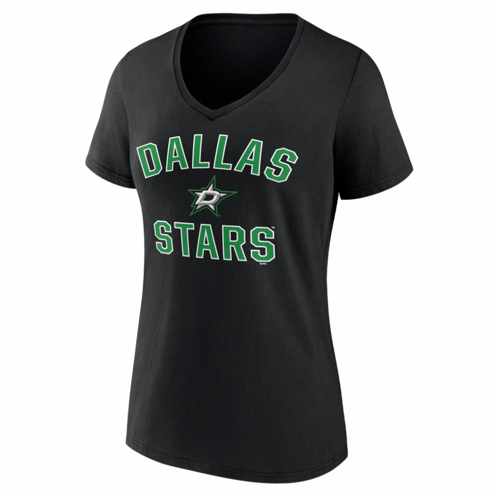 Dallas Stars Logo Athletic Women's Arch Victory V-Neck T-Shirt - Black | US 2001552687