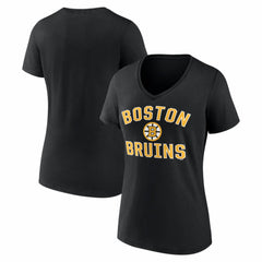 Boston Bruins Logo Athletic Women's Arch Victory V-Neck T-Shirt - Black | US 2001552694