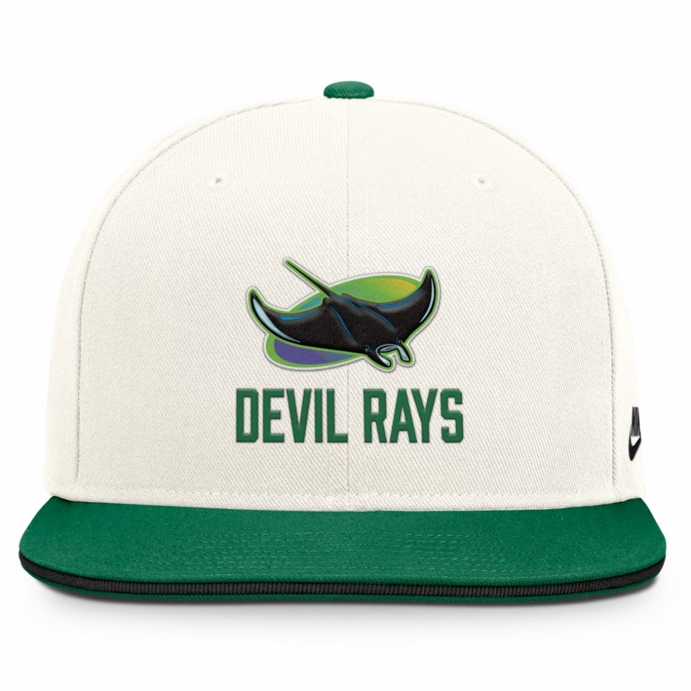 Tampa Bay Rays Nike Cooperstown Pro Dri-FIT Snapback Hat - Cream/Green Hats