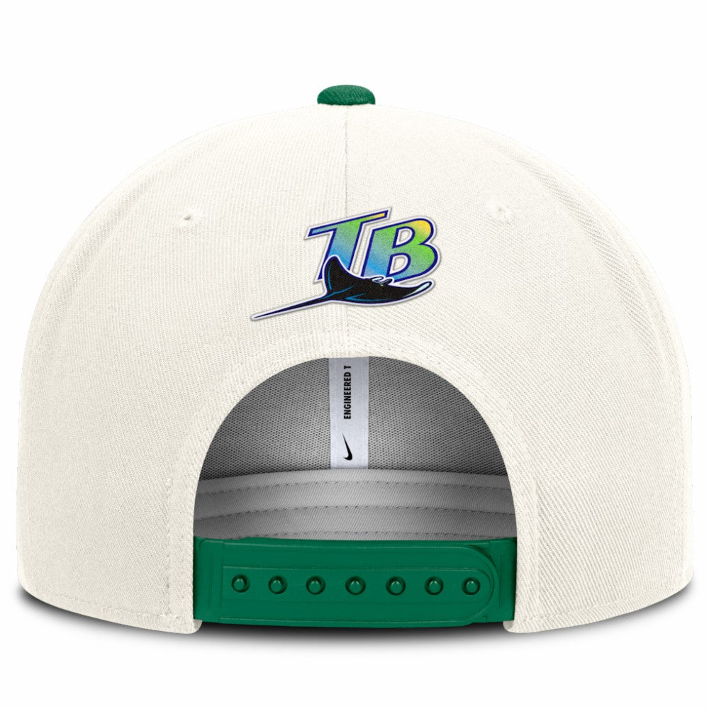Tampa Bay Rays Nike Cooperstown Pro Dri-FIT Snapback Hat - Cream/Green Hats