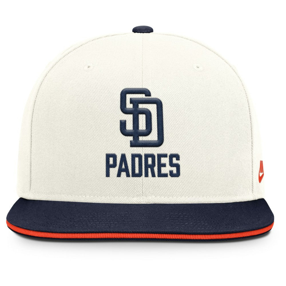 San Diego Padres Nike Cooperstown Pro Dri-FIT Snapback Hat - Cream/Navy Hats
