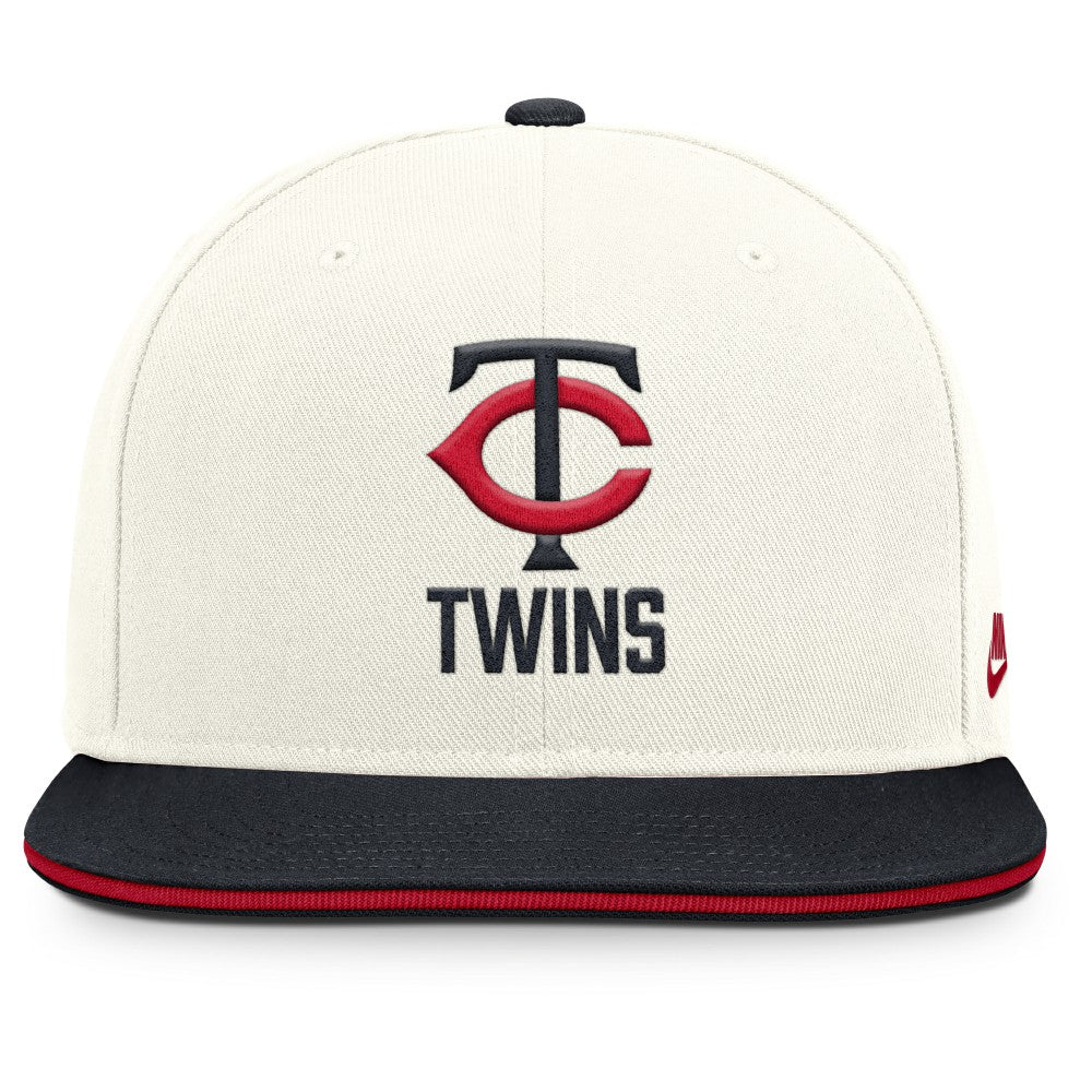 Minnesota Twins Nike Cooperstown Pro Dri-FIT Snapback Hat - Cream/Navy Hats