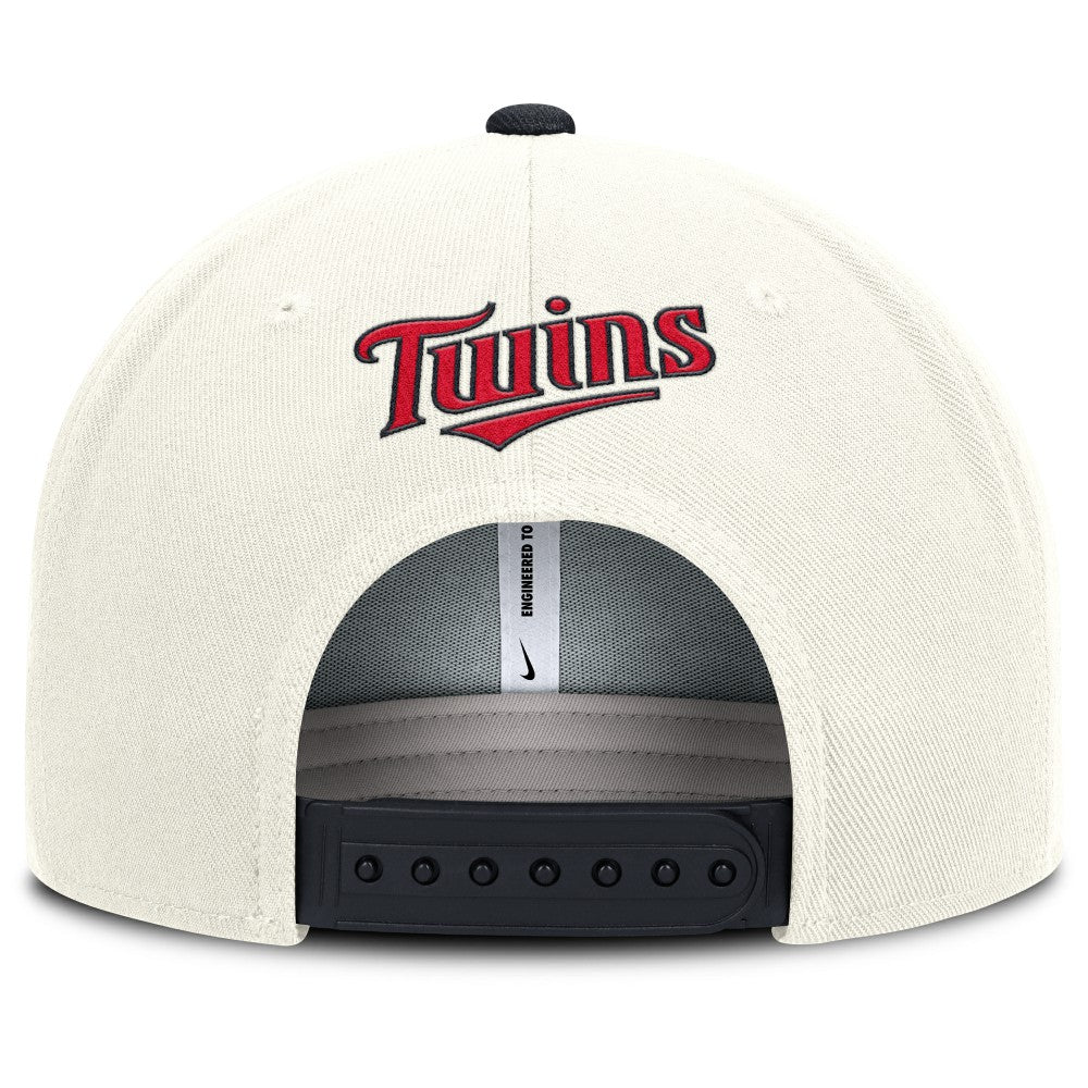 Minnesota Twins Nike Cooperstown Pro Dri-FIT Snapback Hat - Cream/Navy Hats