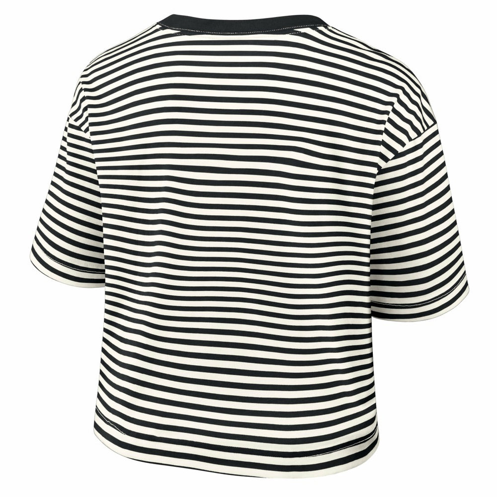 Detroit Lions Women's Striped Cropped T-Shirt - Black/Cream T-shirts