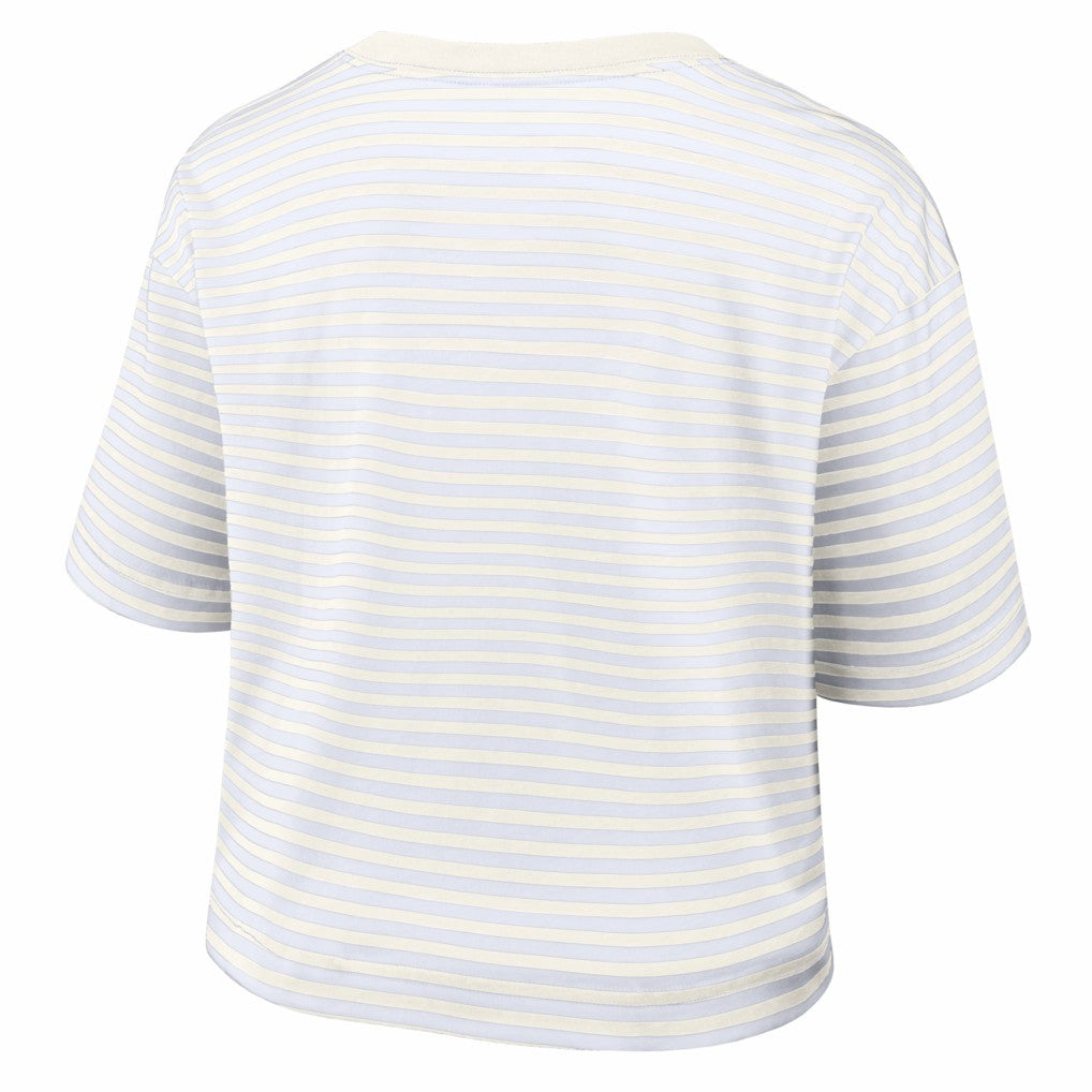 Buffalo Bills Women's Striped Cropped T-Shirt - White/Cream T-shirts