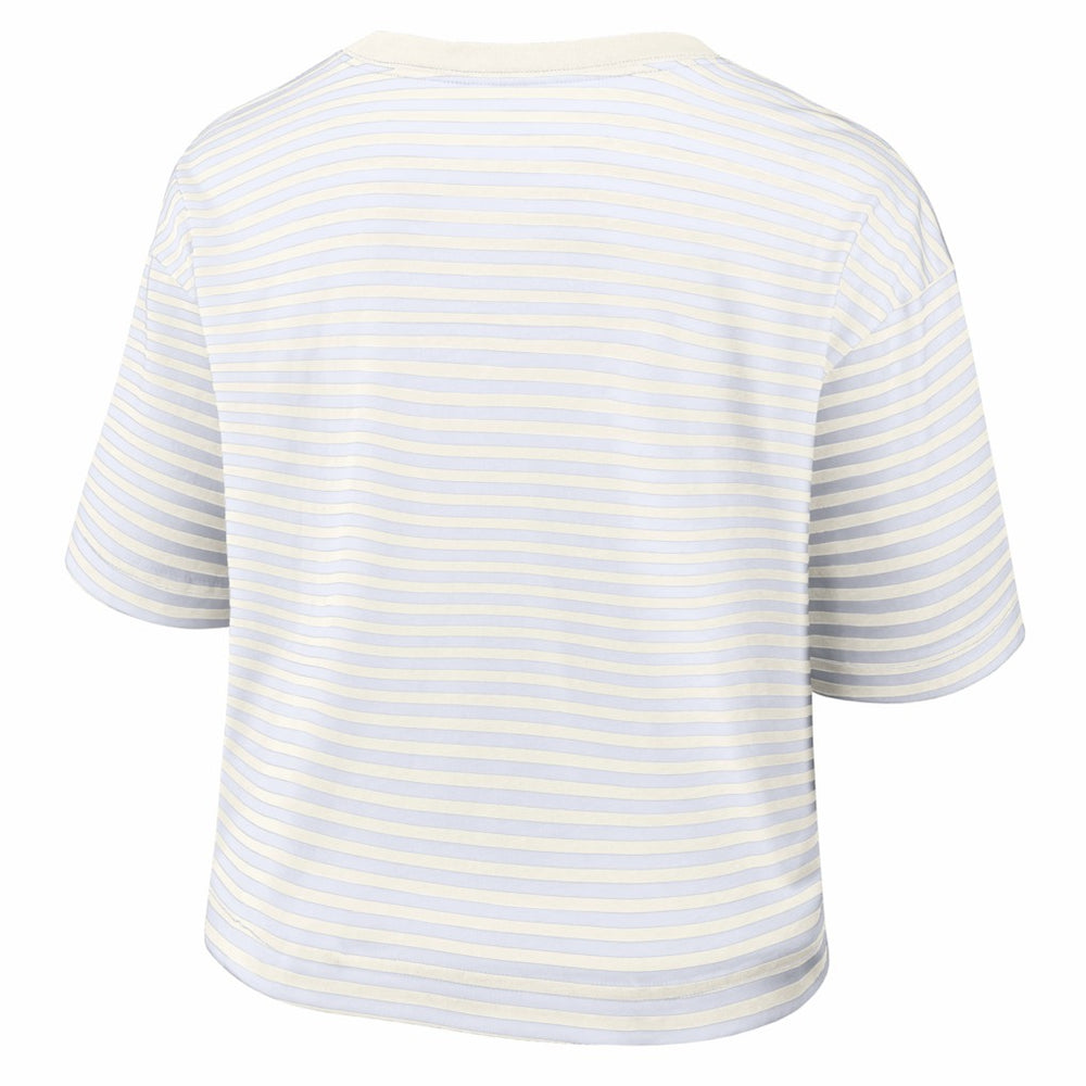 Buffalo Bills Women's Striped Cropped T-Shirt - White/Cream T-shirts