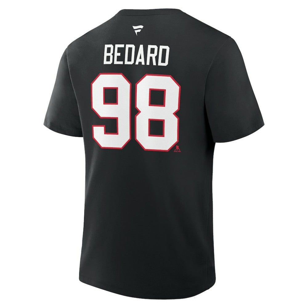 Connor Bedard Chicago Blackhawks Fanatics Authentic Stack Name & Number T-Shirt - Black | US 2001569320