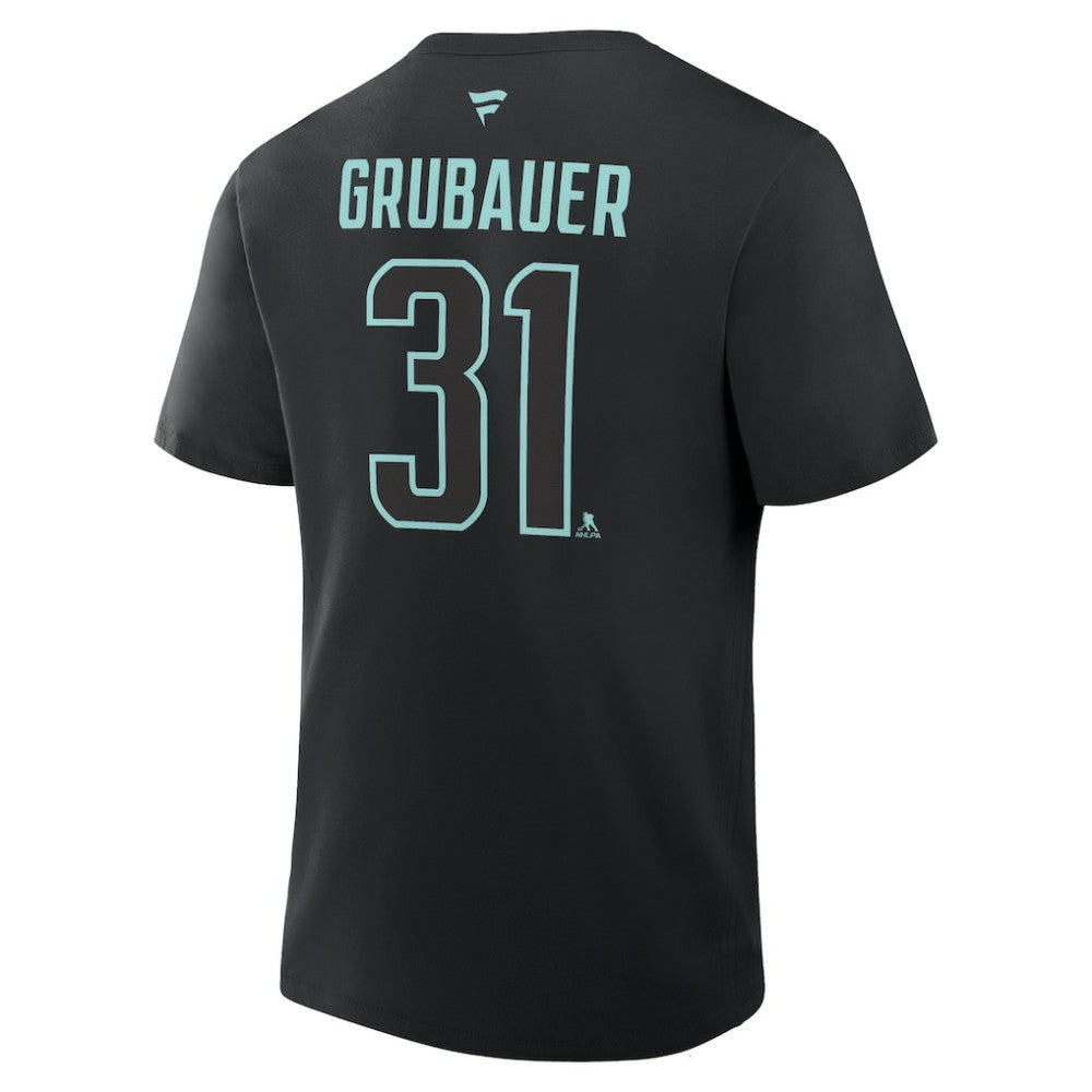 Philipp Grubauer Seattle Kraken Fanatics Authentic Stack Name & Number T-Shirt - Black | US 2001569442