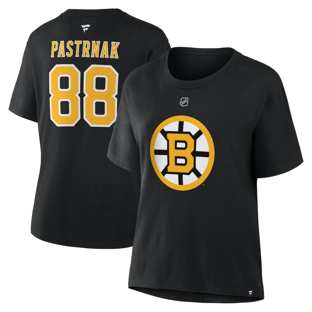 David Pastrnak Boston Bruins Fanatics Women's Authentic Stack Name & Number T-Shirt - Black | US 2001569535