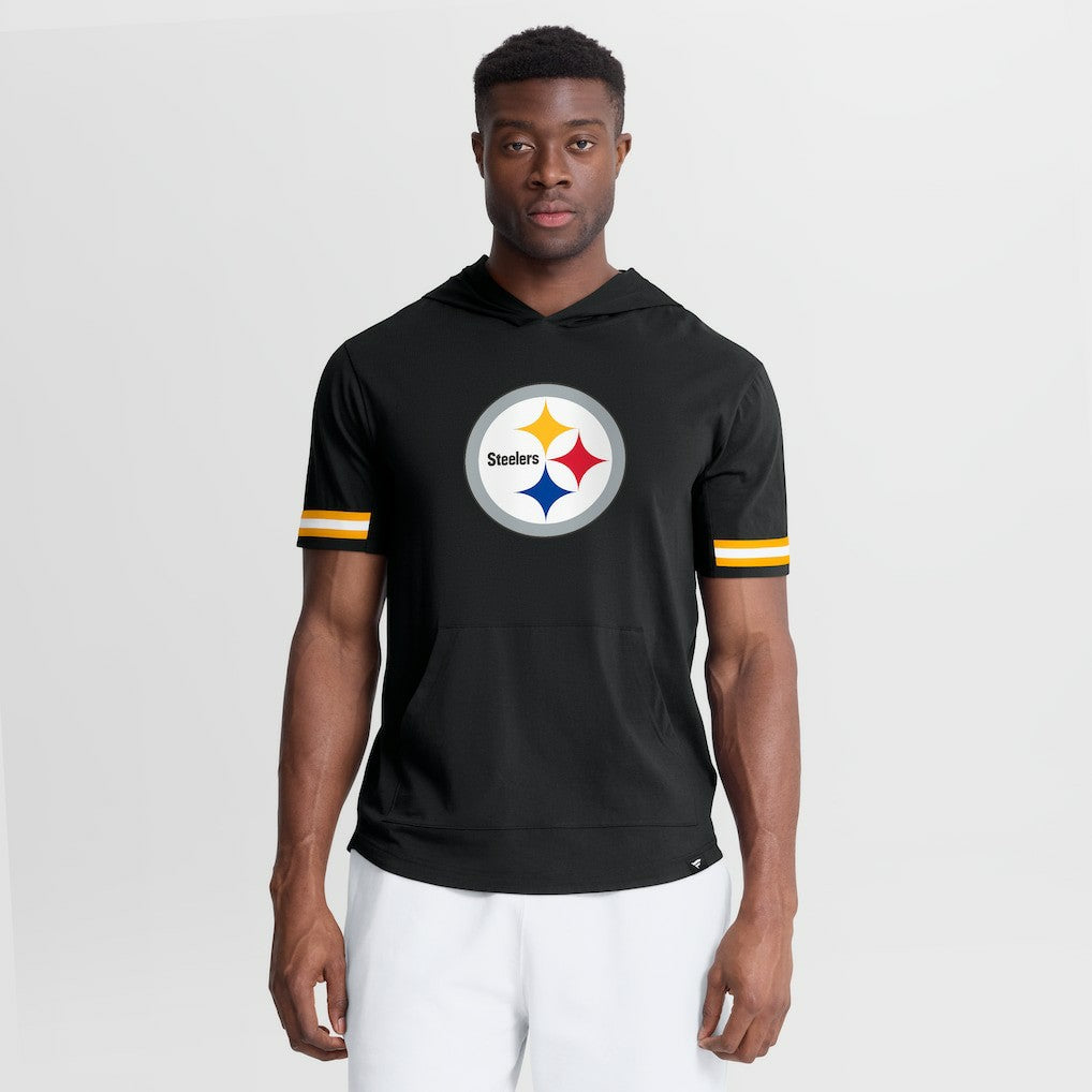 Pittsburgh Steelers Optimal Play Short Sleeve Hooded T-Shirt - Black T-shirts