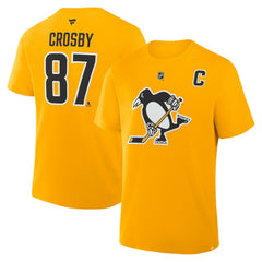 Sidney Crosby Pittsburgh Penguins Fanatics Authentic Stack Name & Number T-Shirt - Gold | US 2001570559
