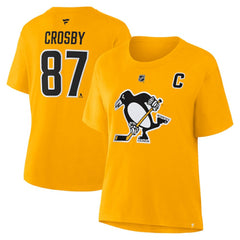 Sidney Crosby Pittsburgh Penguins Fanatics Women's Authentic Stack Name & Number T-Shirt - Gold | US 2001570564