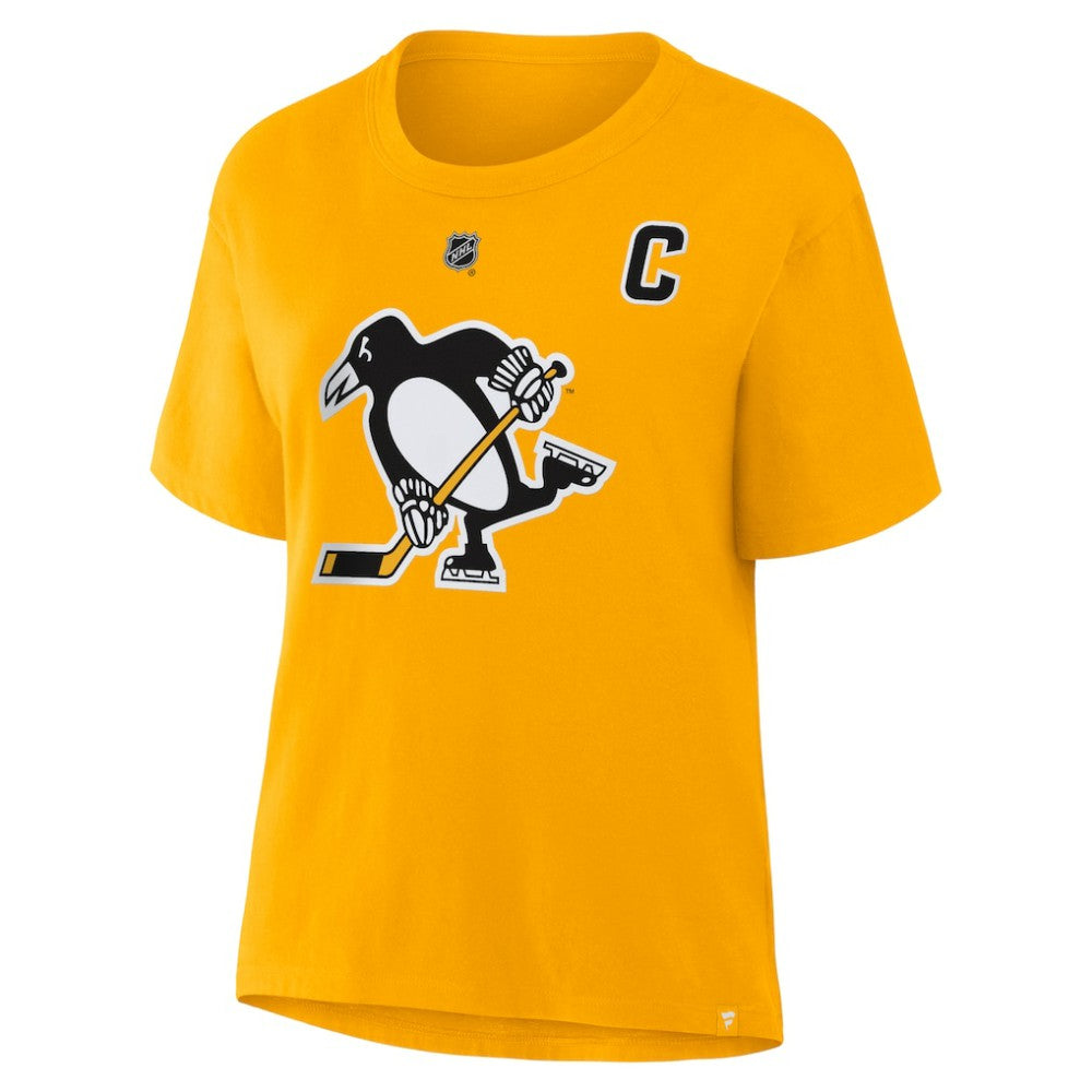 Sidney Crosby Pittsburgh Penguins Fanatics Women's Authentic Stack Name & Number T-Shirt - Gold | US 2001570564