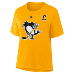 Sidney Crosby Pittsburgh Penguins Fanatics Women's Authentic Stack Name & Number T-Shirt - Gold | US 2001570564