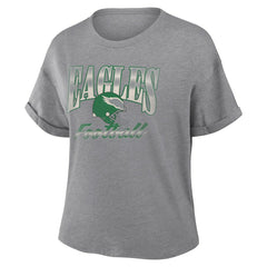 Philadelphia Eagles Women's Overplayed Tribute Tri-Blend Boxy T-Shirt - Heather Gray T-shirts