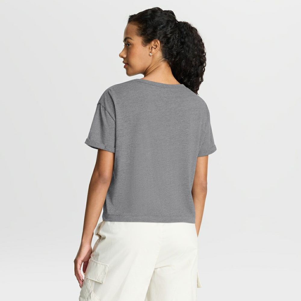 Buffalo Bills Women's Overplayed Tribute Tri-Blend Boxy T-Shirt - Heather Gray T-shirts