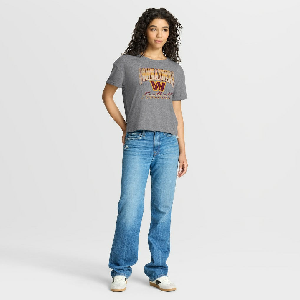 Washington Commanders Women's Overplayed Tribute Tri-Blend Boxy T-Shirt - Heather Gray T-shirts