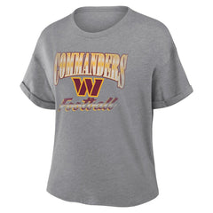 Washington Commanders Women's Overplayed Tribute Tri-Blend Boxy T-Shirt - Heather Gray T-shirts