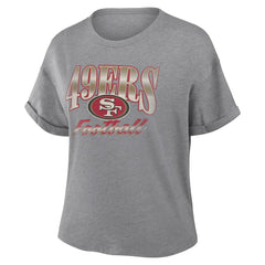 San Francisco 49ers Women's Overplayed Tribute Tri-Blend Boxy T-Shirt - Heather Gray T-shirts