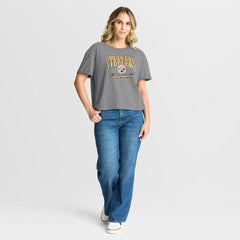 Pittsburgh Steelers Women's Overplayed Tribute Tri-Blend Boxy T-Shirt - Heather Gray T-shirts