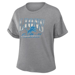 Detroit Lions Women's Overplayed Tribute Tri-Blend Boxy T-Shirt - Heather Gray T-shirts