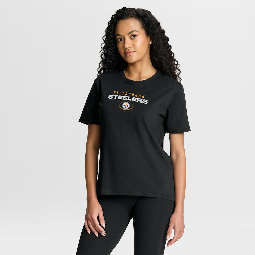 Pittsburgh Steelers Women's Fade Legacy T-Shirt - Black T-shirts