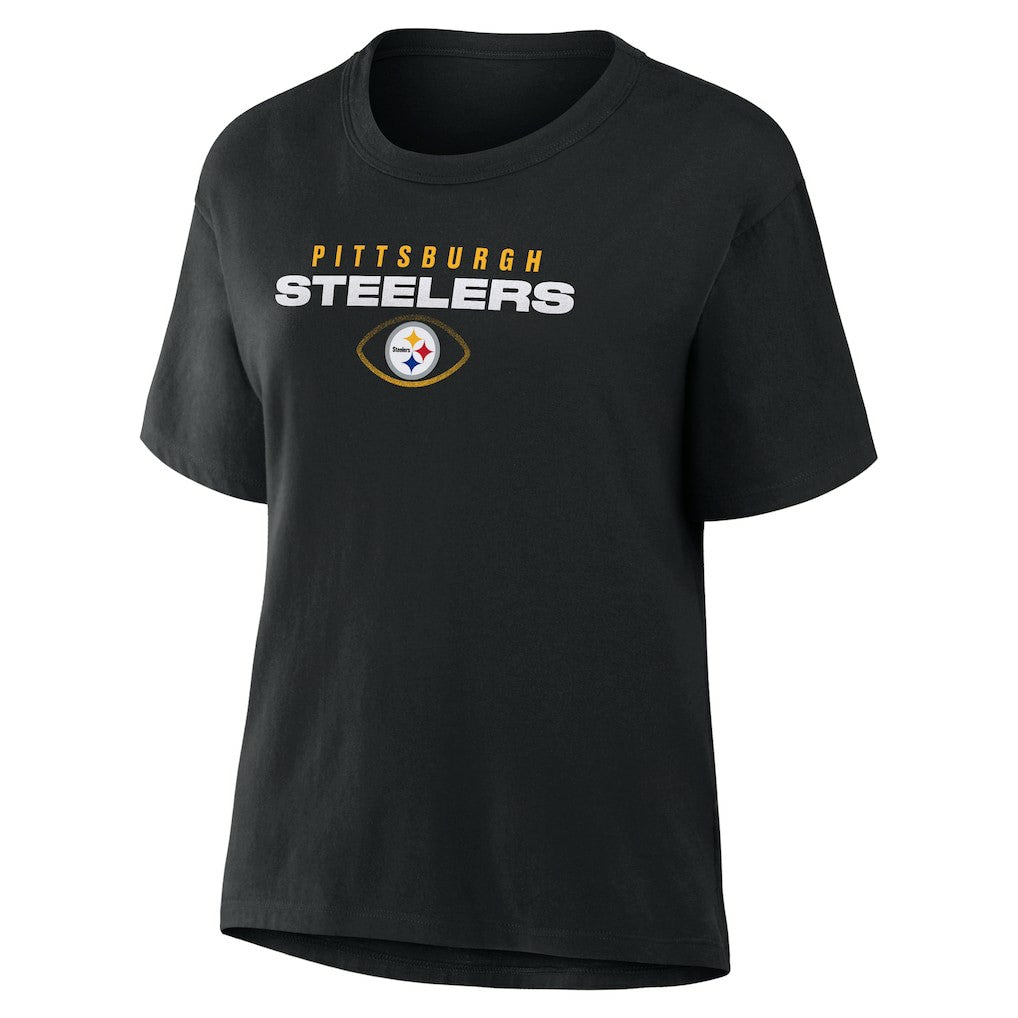 Pittsburgh Steelers Women's Fade Legacy T-Shirt - Black T-shirts