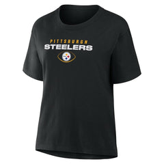 Pittsburgh Steelers Women's Fade Legacy T-Shirt - Black T-shirts