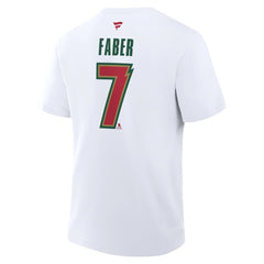 Brock Faber Minnesota Wild Fanatics Authentic Stack Name & Number T-Shirt - White | US 2001571384