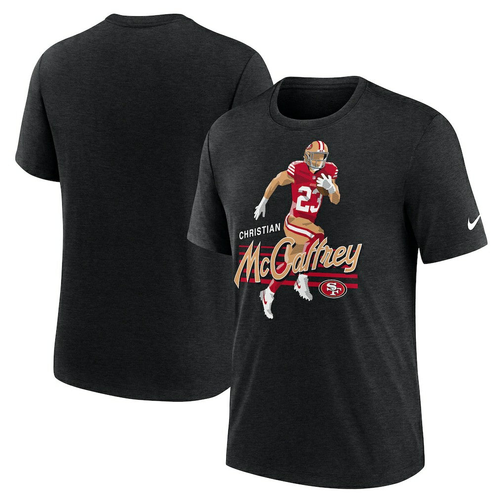 Christian McCaffrey San Francisco 49ers Player Graphic T-Shirt - Heather Black T-shirts