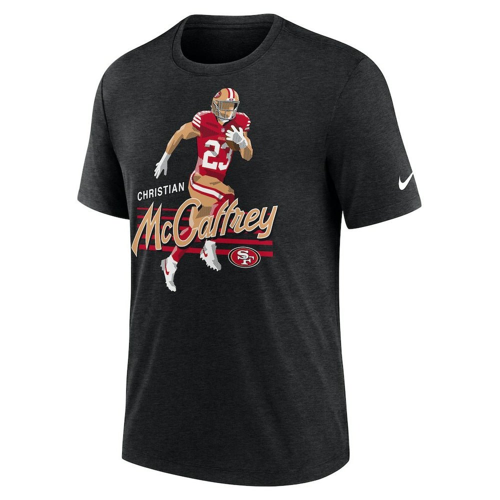 Christian McCaffrey San Francisco 49ers Player Graphic T-Shirt - Heather Black T-shirts