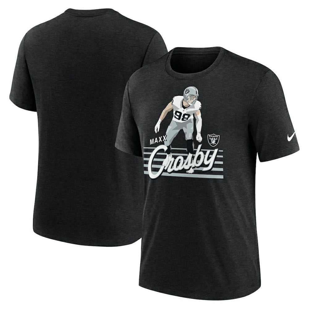 Maxx Crosby Las Vegas Raiders Player Graphic T-Shirt - Heather Black T-shirts