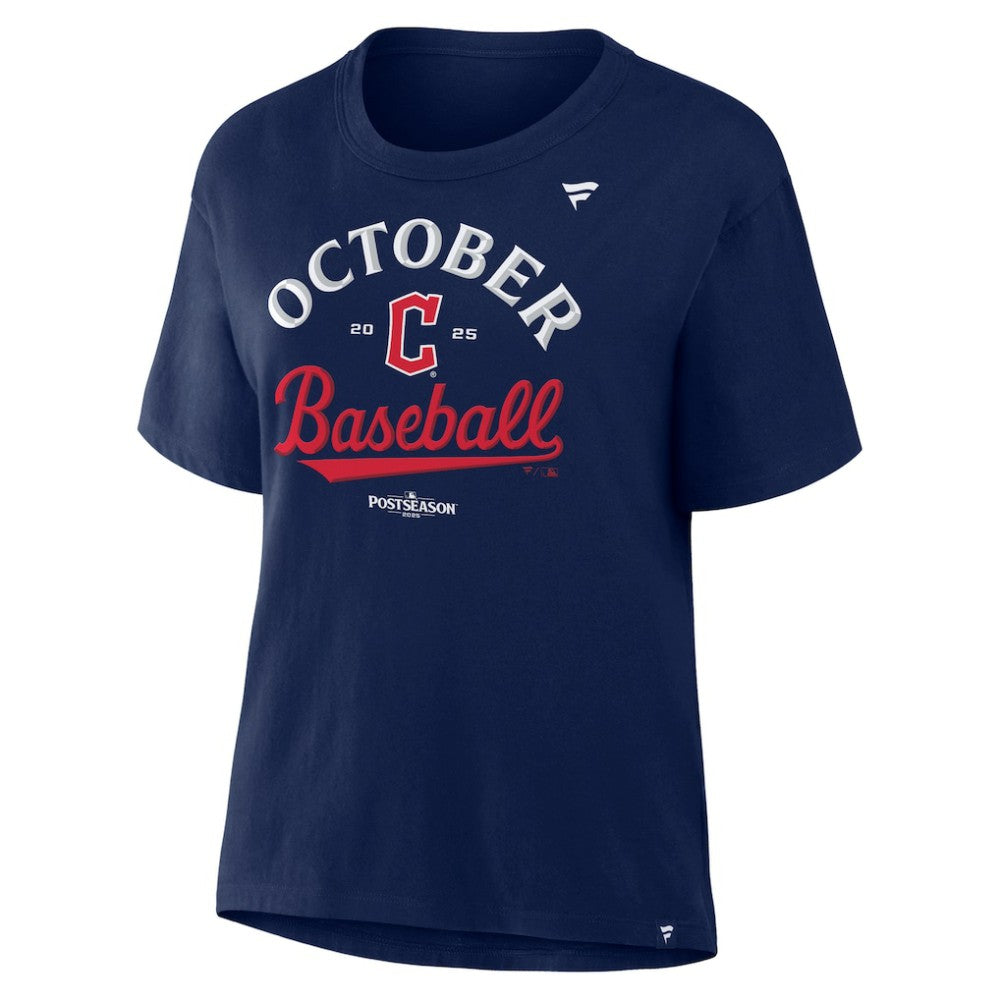 Cleveland Guardians  Women's 2025 MLB Postseason Locker Room T-Shirt - Navy T-shirts