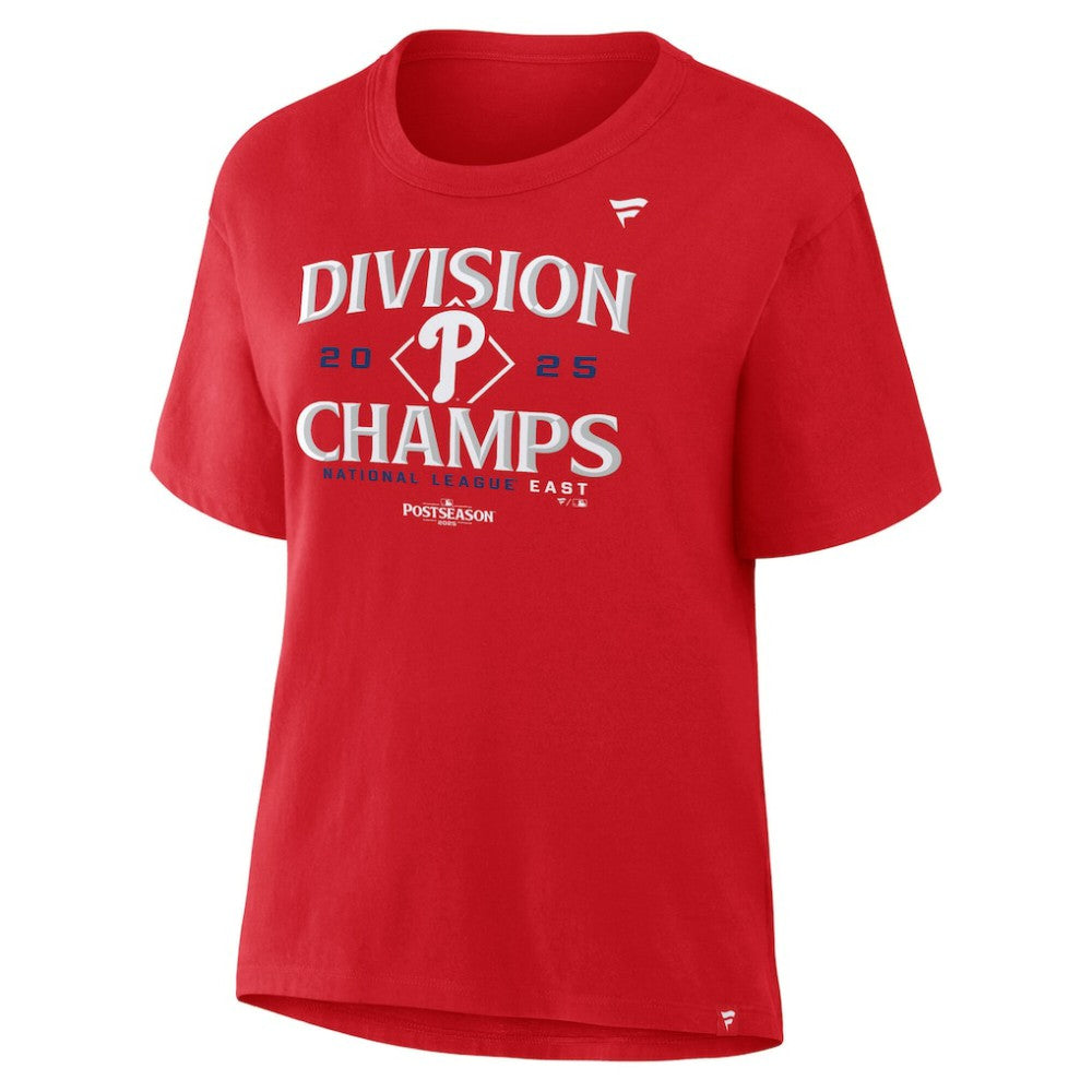Philadelphia Phillies Fanatics Women's 2025 NL East Division Champions Locker Room T-Shirt - Red T-shirts