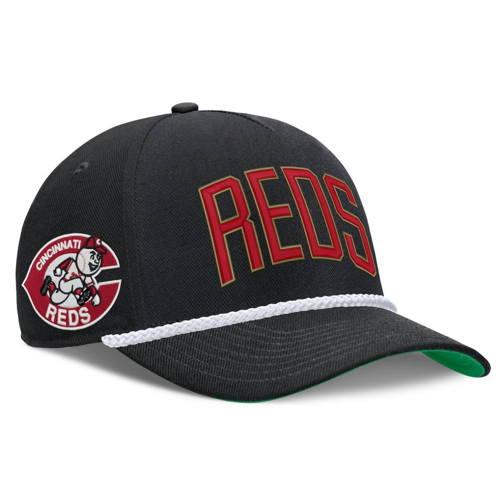 Cincinnati Reds Nike Cooperstown Collection Rise Adjustable Hat - Black Hats