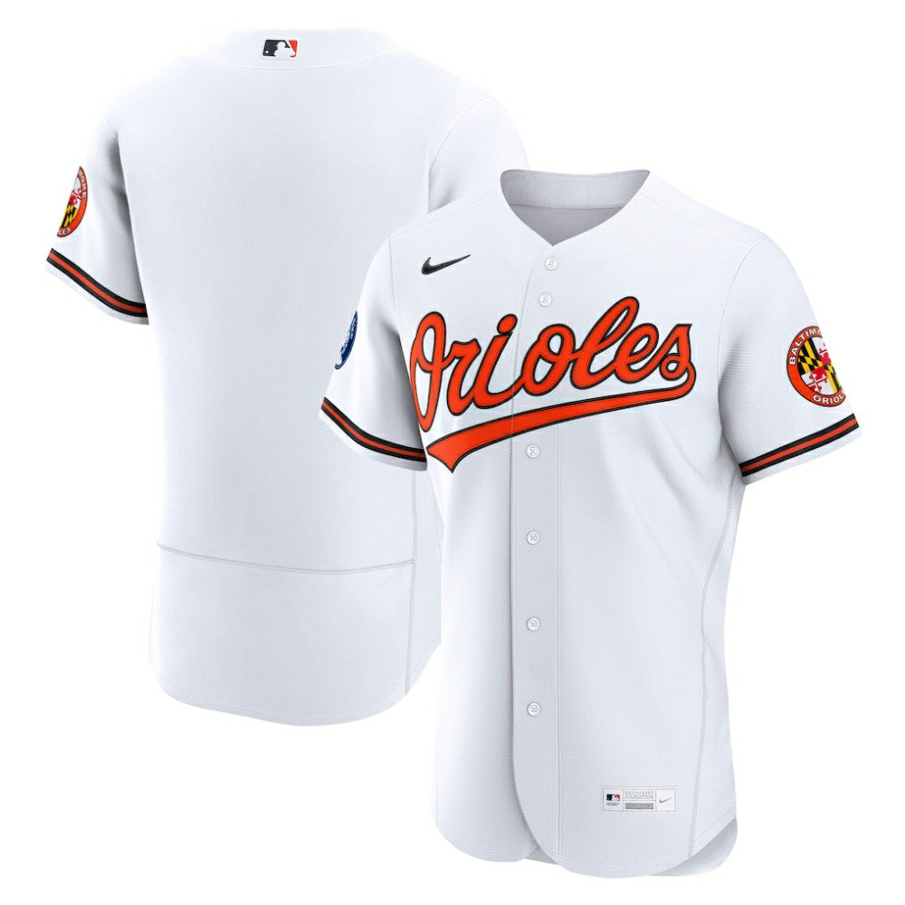 Baltimore Orioles Nike Home Sponsor Patch Authentic Jersey - White Jerseys