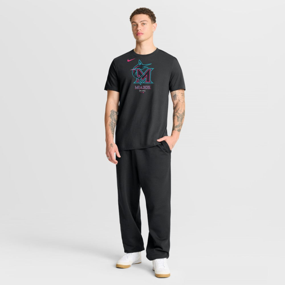 Miami Marlins Nike City Connect Large Logo T-Shirt - Black T-shirts