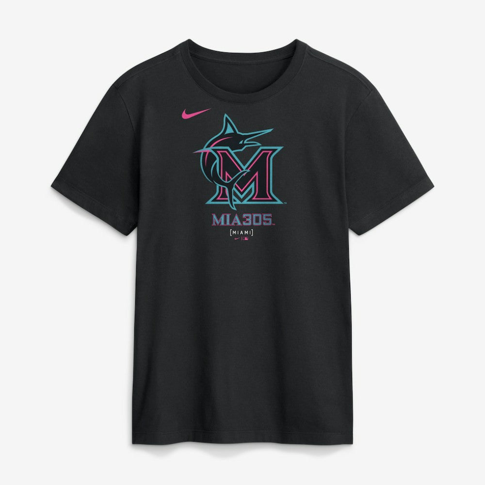 Miami Marlins Nike City Connect Large Logo T-Shirt - Black T-shirts