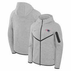 New England Patriots Tech Fleece Raglan Full-Zip Windrunner Hoodie - Heather Gray Hoodies