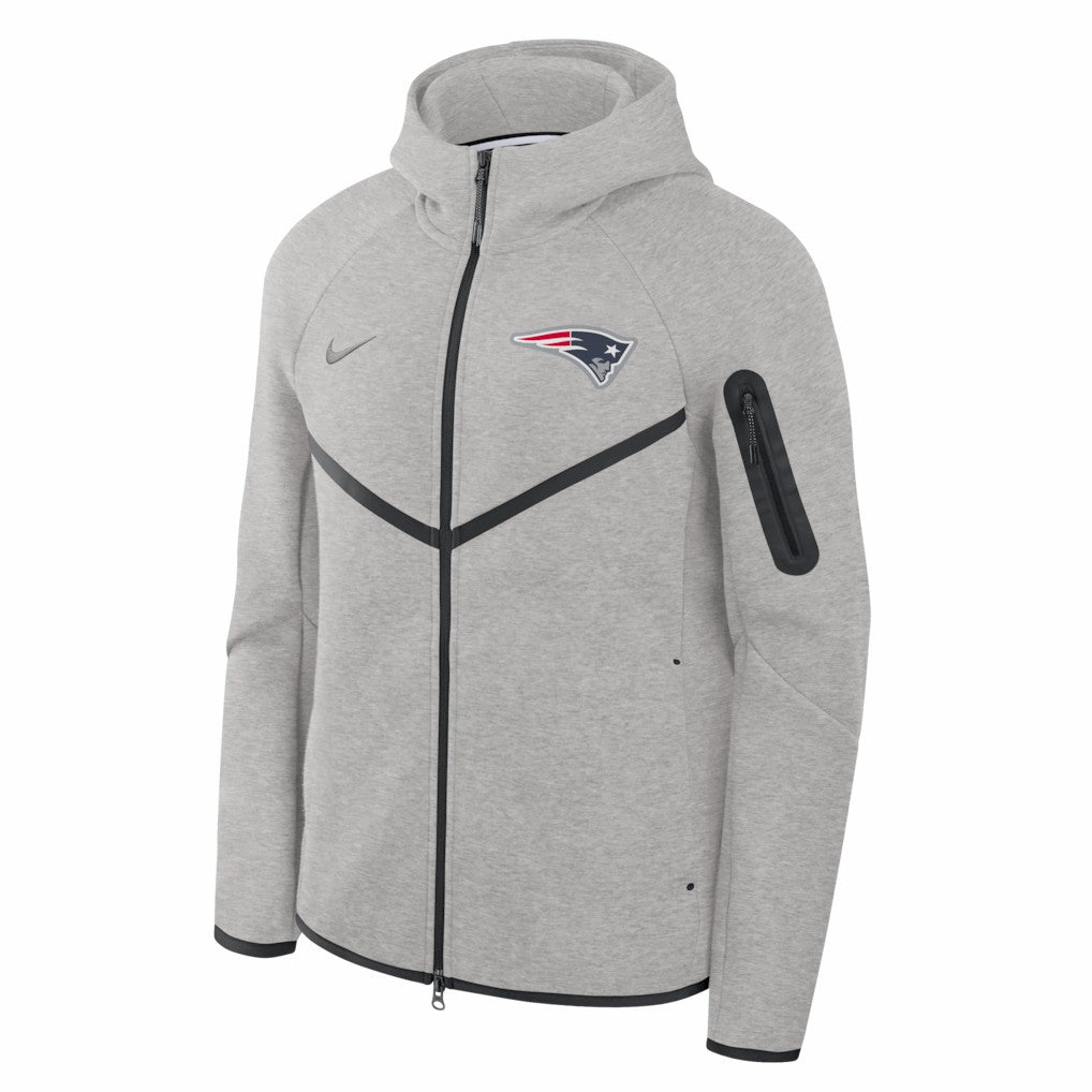 New England Patriots Tech Fleece Raglan Full-Zip Windrunner Hoodie - Heather Gray Hoodies