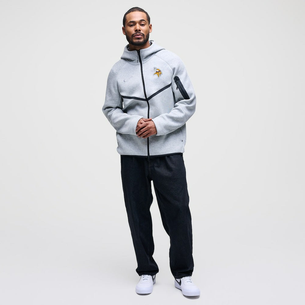 Minnesota Vikings Tech Fleece Raglan Full-Zip Windrunner Hoodie - Heather Gray Hoodies