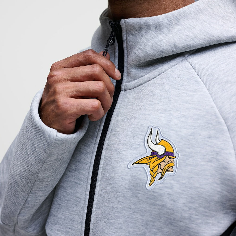 Minnesota Vikings Tech Fleece Raglan Full-Zip Windrunner Hoodie - Heather Gray Hoodies