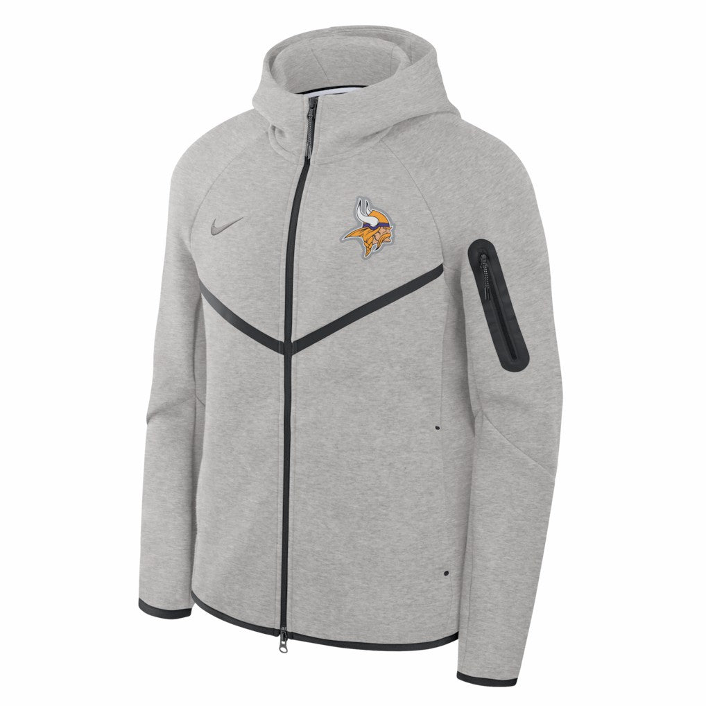 Minnesota Vikings Tech Fleece Raglan Full-Zip Windrunner Hoodie - Heather Gray Hoodies