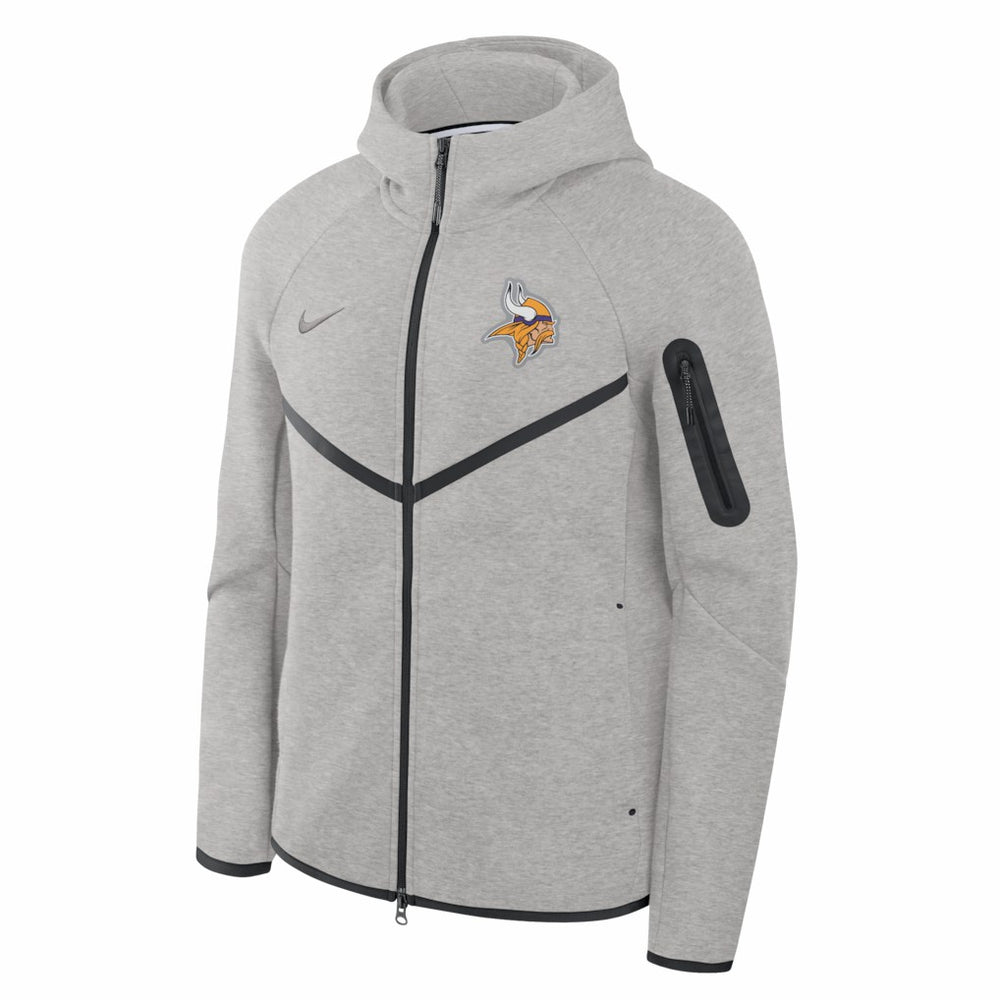 Minnesota Vikings Tech Fleece Raglan Full-Zip Windrunner Hoodie - Heather Gray Hoodies
