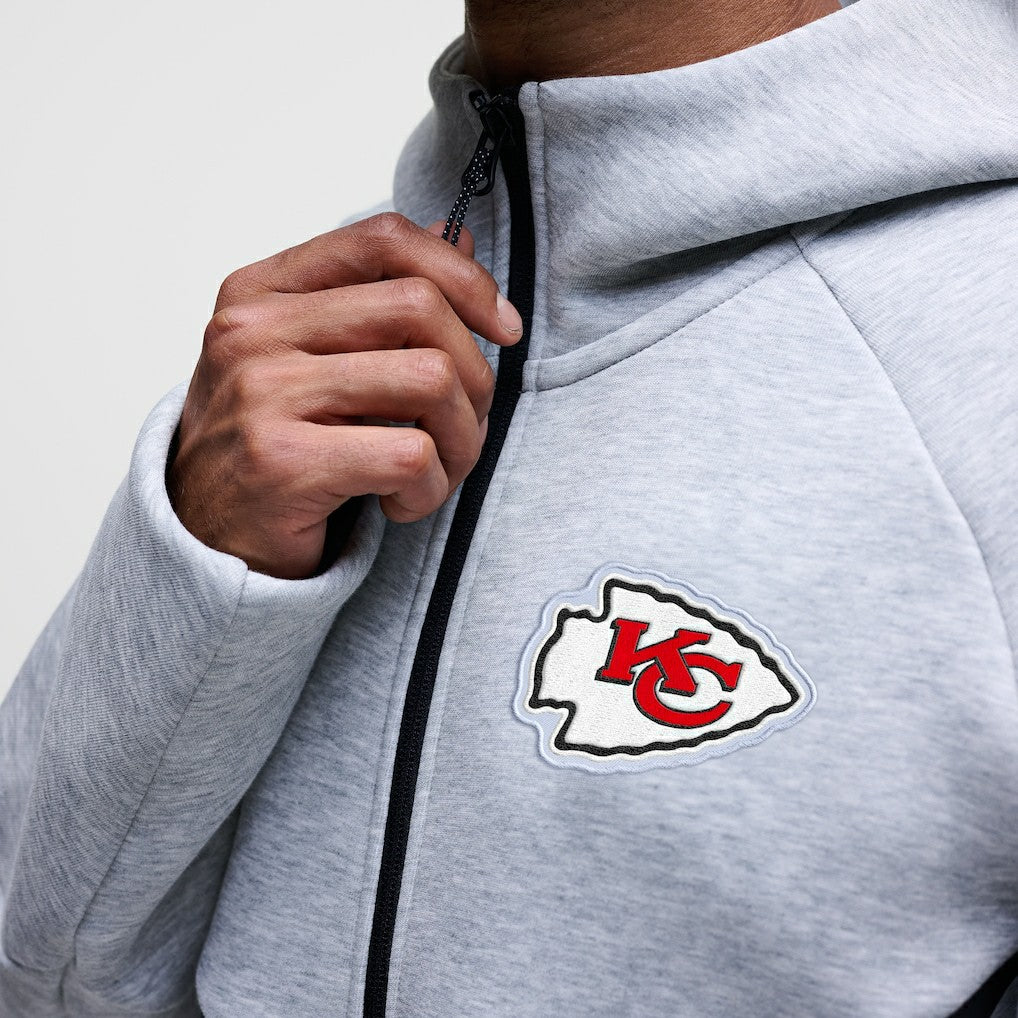 Kansas City Chiefs Tech Fleece Raglan Full-Zip Windrunner Hoodie - Heather Gray Hoodies