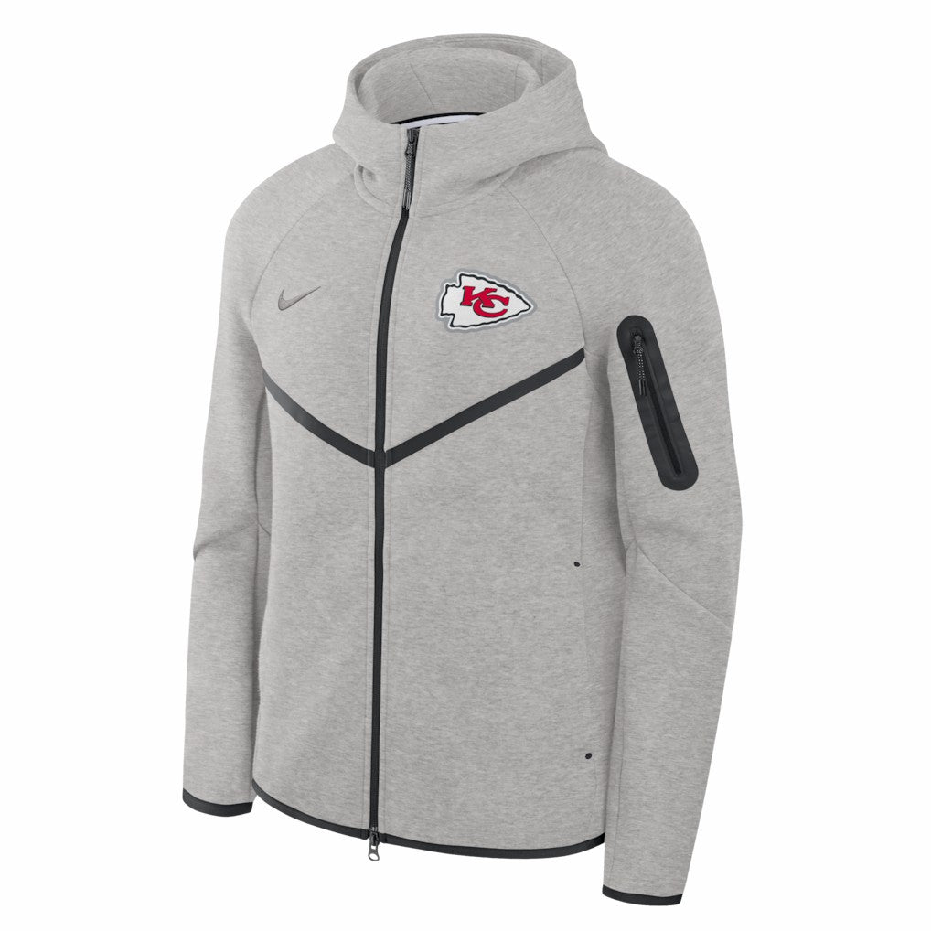 Kansas City Chiefs Tech Fleece Raglan Full-Zip Windrunner Hoodie - Heather Gray Hoodies