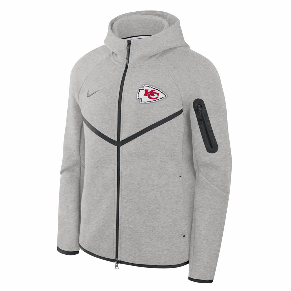 Kansas City Chiefs Tech Fleece Raglan Full-Zip Windrunner Hoodie - Heather Gray Hoodies