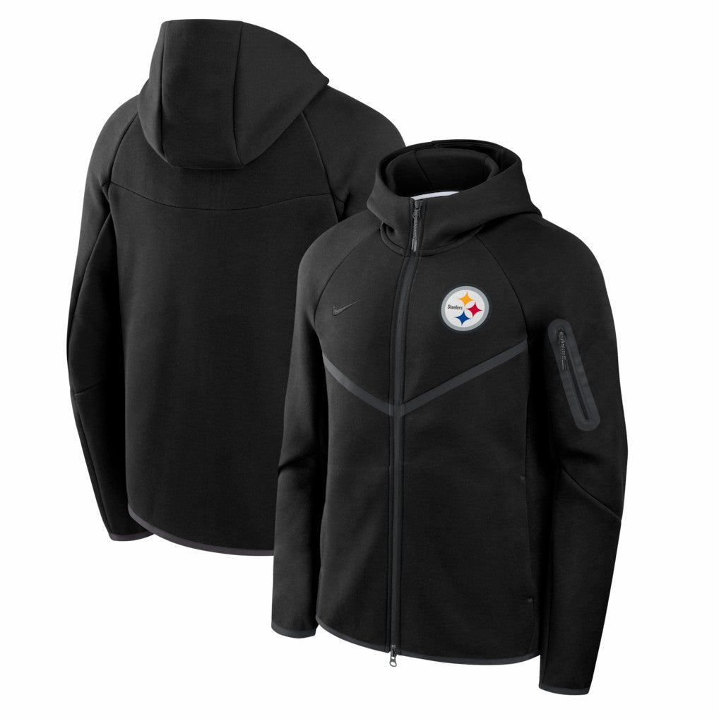 Pittsburgh Steelers Tech Fleece Raglan Full-Zip Windrunner Hoodie - Black Hoodies
