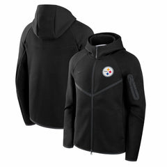 Pittsburgh Steelers Tech Fleece Raglan Full-Zip Windrunner Hoodie - Black Hoodies